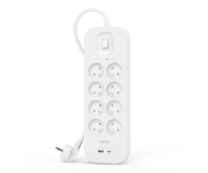 Listwa zasilająca BELKIN SurgePlus 8xFR 1xUSB-A 1xUSB-C 900J 2M
